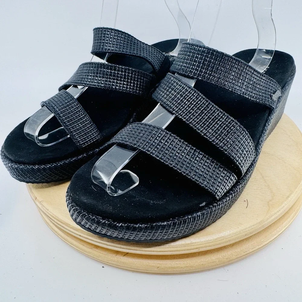Skechers Martha Stewart Beverlee Platform Sandals Womens 9 Black‎ Comfort Shoes